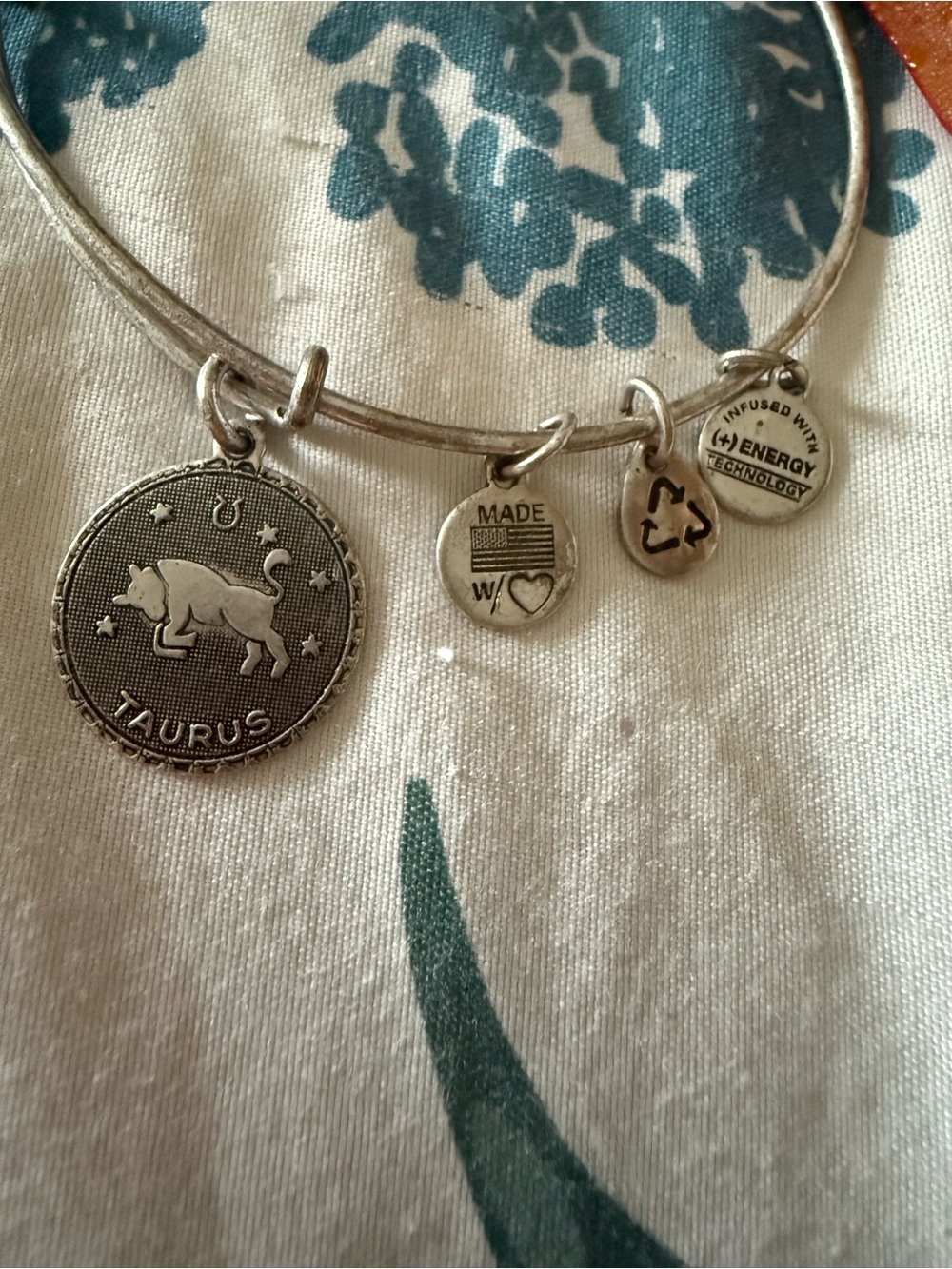 Alex and Ani Silver Taurus Charm Bangle Bracelet